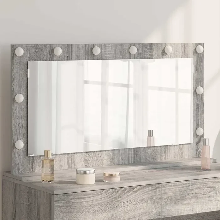 vidaXL Vanity Mirror Grey sonoma Particle Board, Glass 100 x 55 x 18 cm