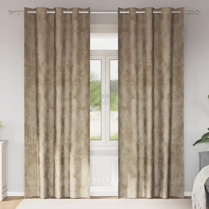vidaXL Velvet Curtains 2 pcs with Eyelets Champagne 225×140 cm