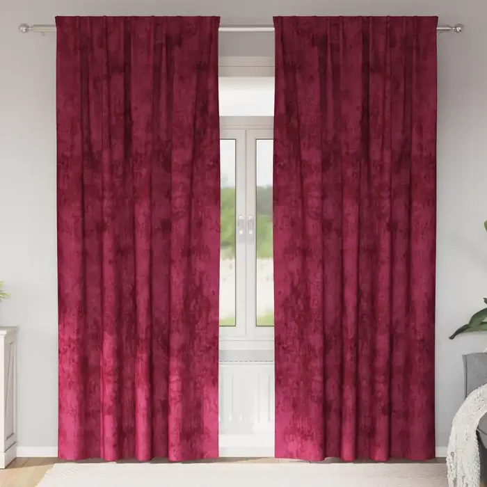 vidaXL Velvet Curtains 2 pcs with Eyelets Wine Red 225×140 cm