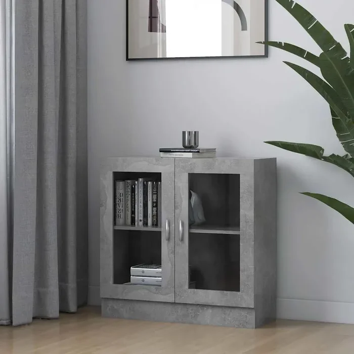 vidaXL Vitrine Cabinet Concrete Grey 82.5×30.5×80 cm Engineered Wood
