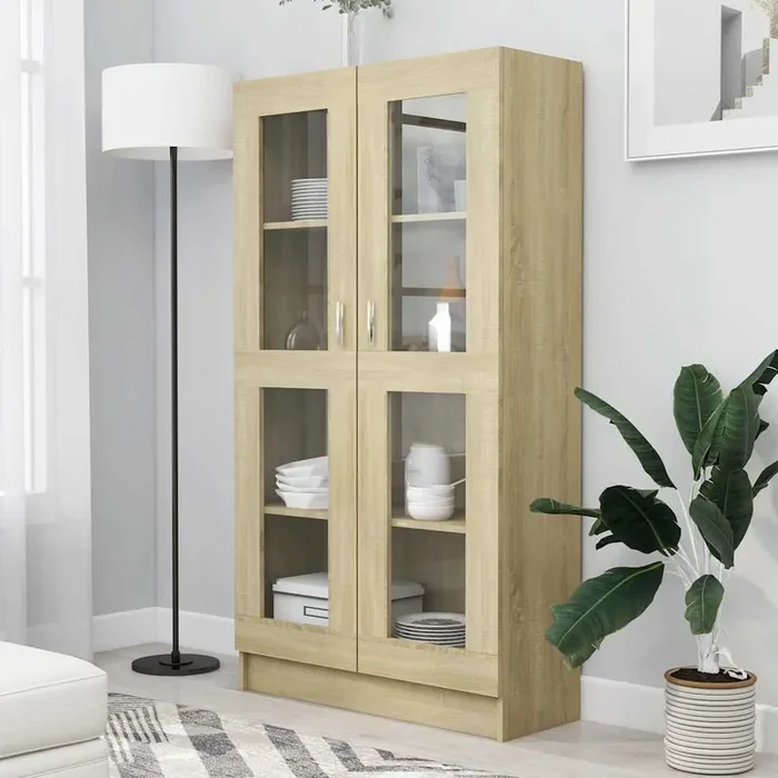vidaXL Vitrine Cabinet Sonoma Oak 82.5×30.5×150 cm Engineered Wood