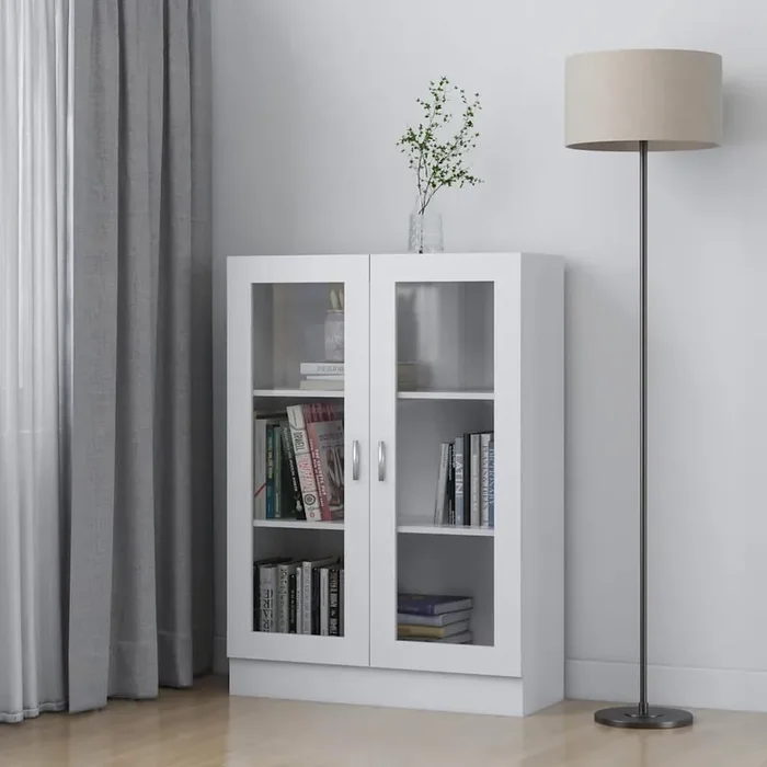 vidaXL Vitrine Cabinet White 82.5×30.5×115 cm Engineered Wood