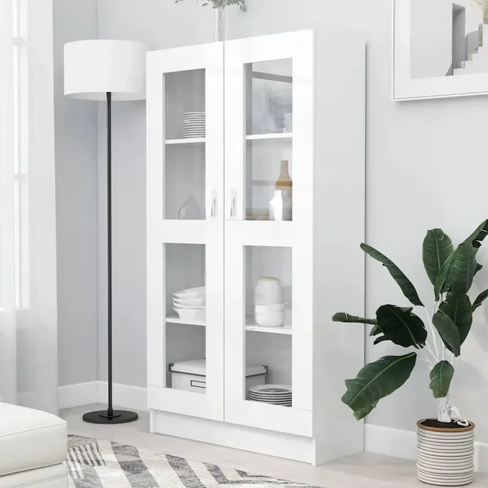 vidaXL Vitrine Cabinet White 82.5×30.5×150 cm Engineered Wood