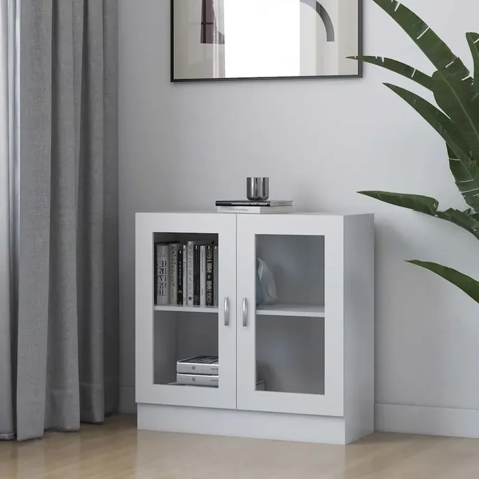 vidaXL Vitrine Cabinet White 82.5×30.5×80 cm Engineered Wood