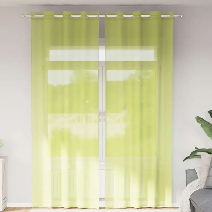 vidaXL Voile Curtains with Grommets 2 pcs Apple Green 140×260 cm