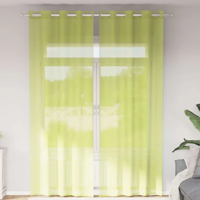 vidaXL Voile Curtains with Grommets 2 pcs Apple Green 140×300 cm