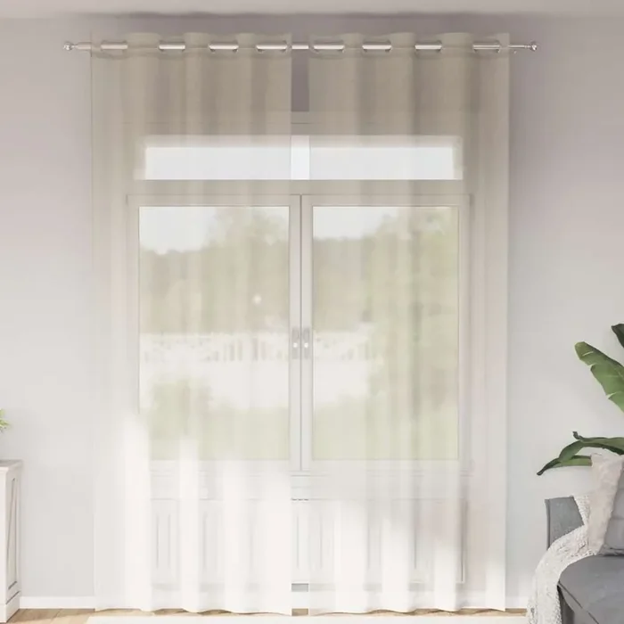 vidaXL Voile Curtains with Grommets 2 pcs Cream 140×300 cm