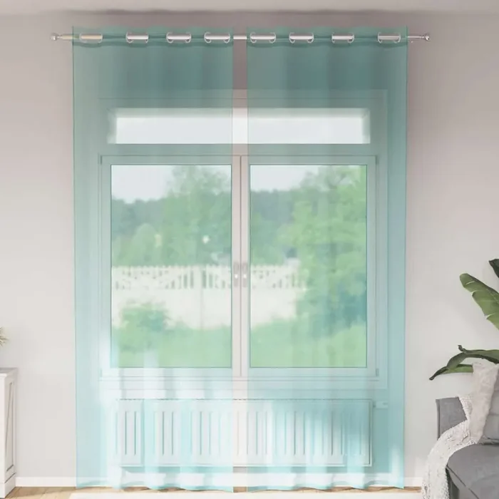 vidaXL Voile Curtains with Grommets 2 pcs Turquoise
