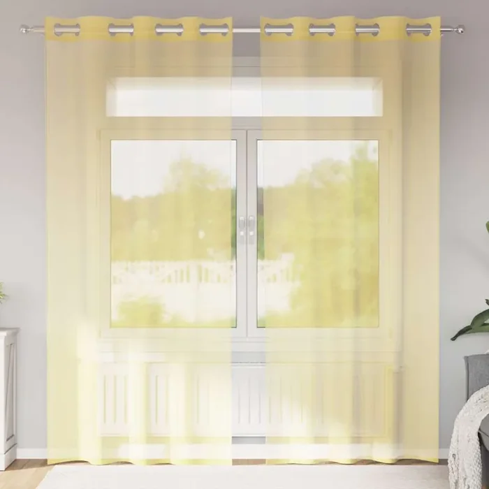 vidaXL Voile Curtains with Grommets 2 pcs Yellow