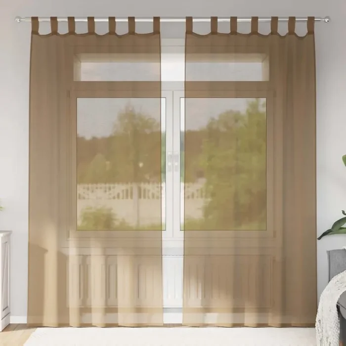 vidaXL Voile Curtains with Loops 2 pcs Light Brown 140×245 cm