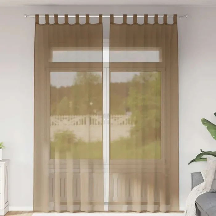 vidaXL Voile Curtains with Loops 2 pcs Light Brown 140×260 cm