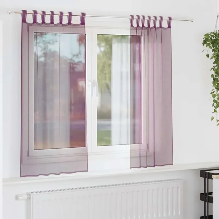 vidaXL Voile Curtains with Loops 2 pcs Purple 140×140 cm