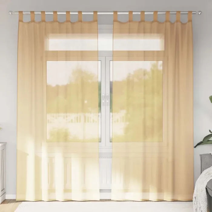 vidaXL Voile Curtains with Loops 2 pcs Sand 140×225 cm