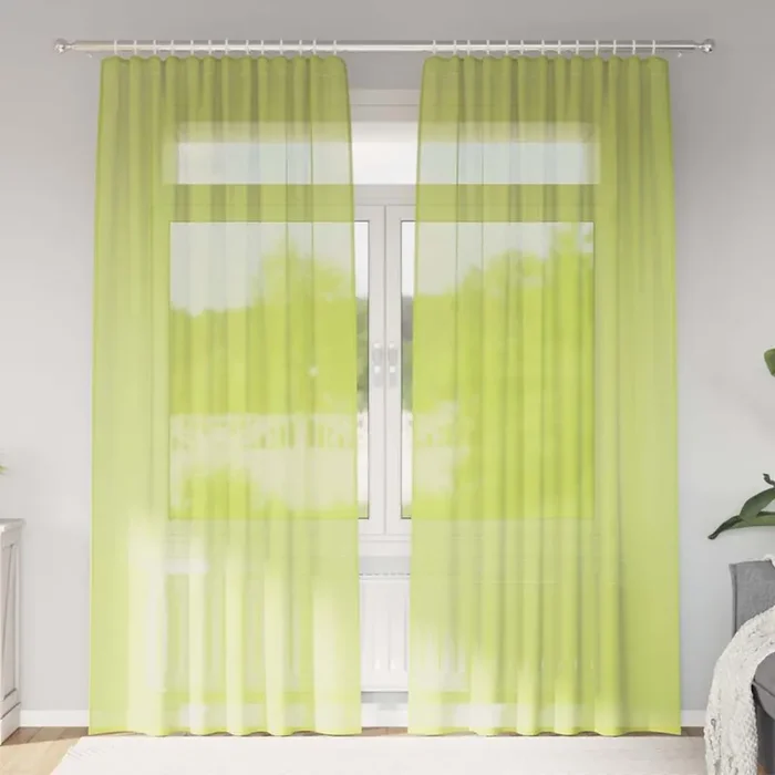 vidaXL Voile Curtains with Rod Pockets 2 pcs Apple Green