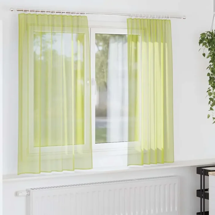 vidaXL Voile Curtains with Rod Pockets 2 pcs Apple Green