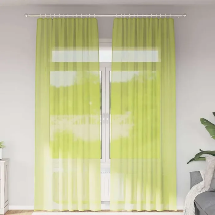 vidaXL Voile Curtains with Rod Pockets 2 pcs Apple Green