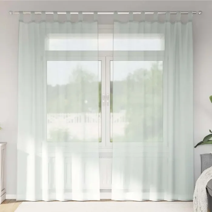 vidaXL Voile Curtains with Rod Pockets 2 pcs Light Grey