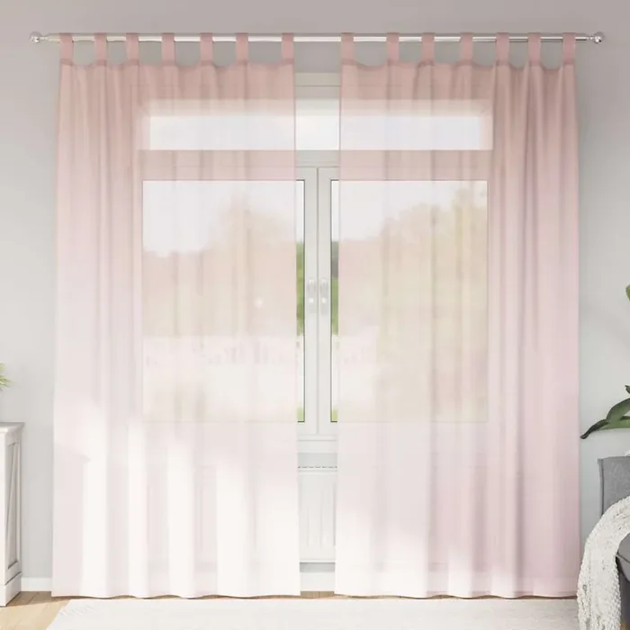 vidaXL Voile Curtains with Rod Pockets 2 pcs Light Pink