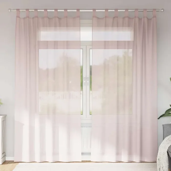 vidaXL Voile Curtains with Rod Pockets 2 pcs Light Pink