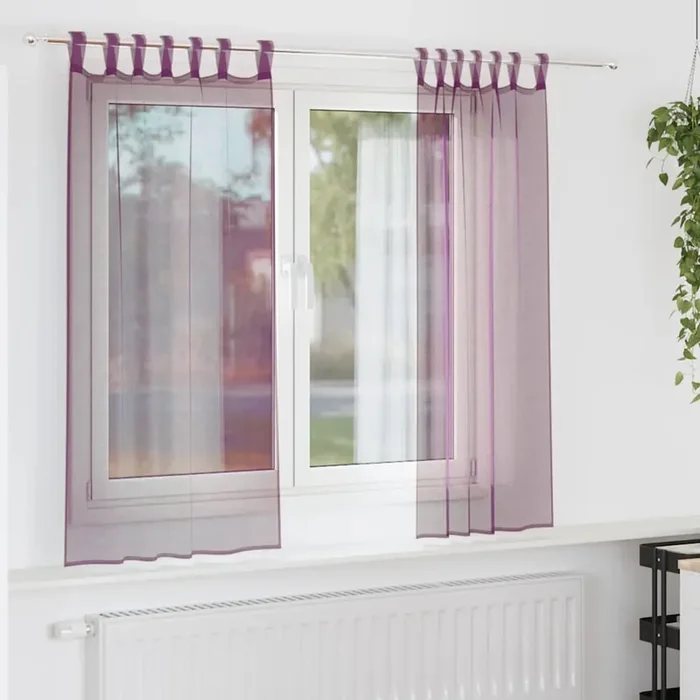 vidaXL Voile Curtains with Rod Pockets 2 pcs Purple