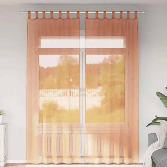 vidaXL Voile Curtains with Rod Pockets 2 pcs Terracotta