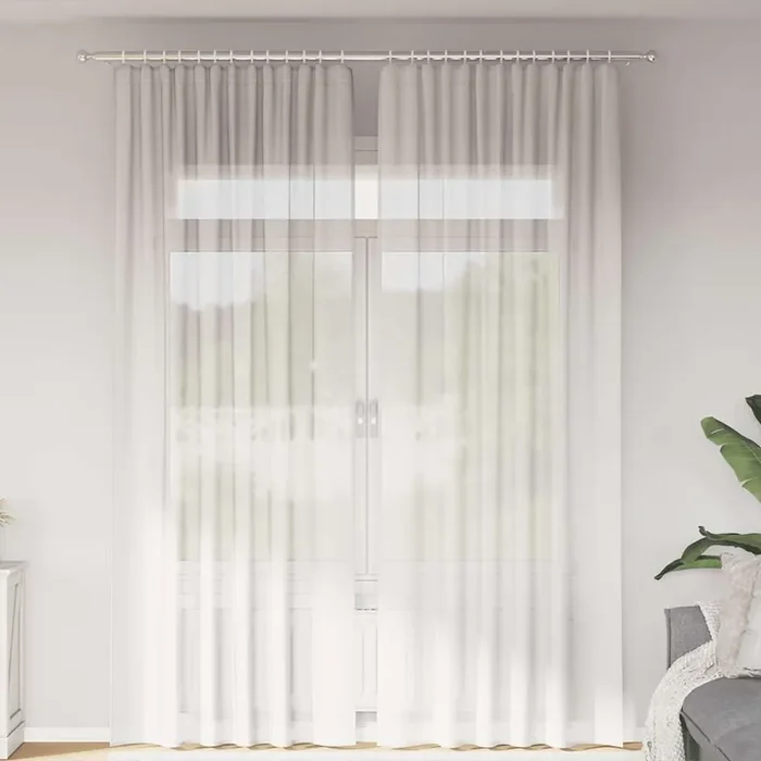 vidaXL Voile Curtains with Rod Pockets 2 pcs White