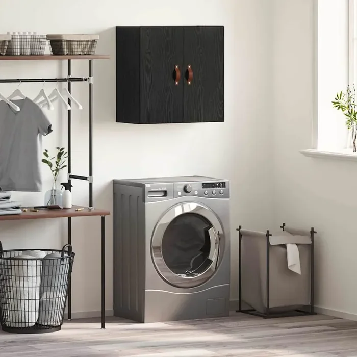 vidaXL Wall Cabinet Black oak 60 x 31 x 60 cm Engineered wood