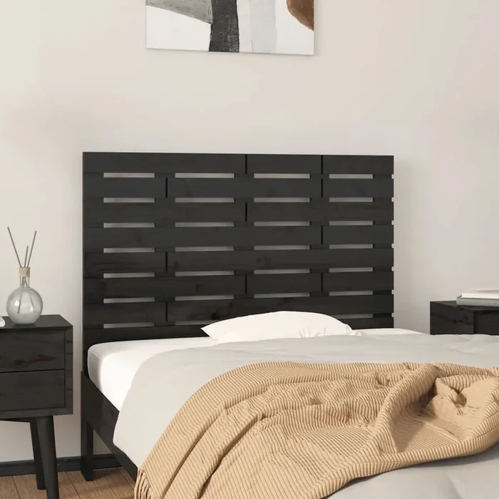 vidaXL Wall Headboard Black 106x3x63 cm Solid Wood Pine