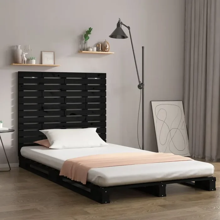 vidaXL Wall Headboard Black 126x3x91.5 cm Solid Wood Pine
