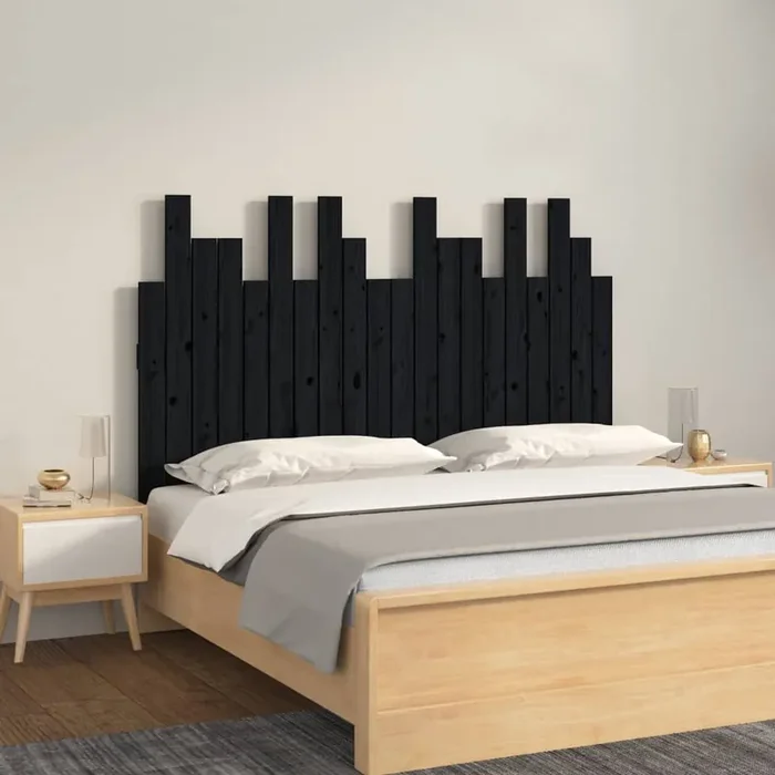 vidaXL Wall Headboard Black 127.5x3x80 cm Solid Wood Pine