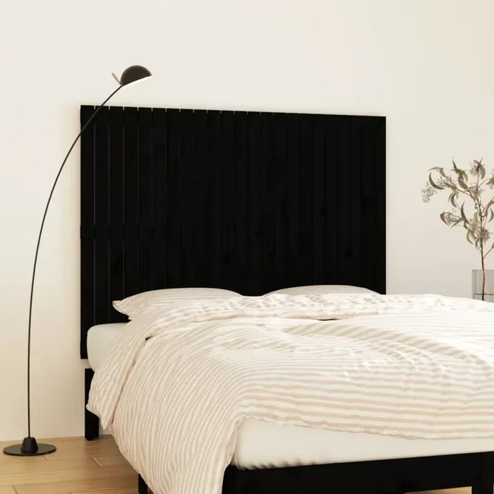 vidaXL Wall Headboard Black 146.5x3x110 cm Solid Wood Pine