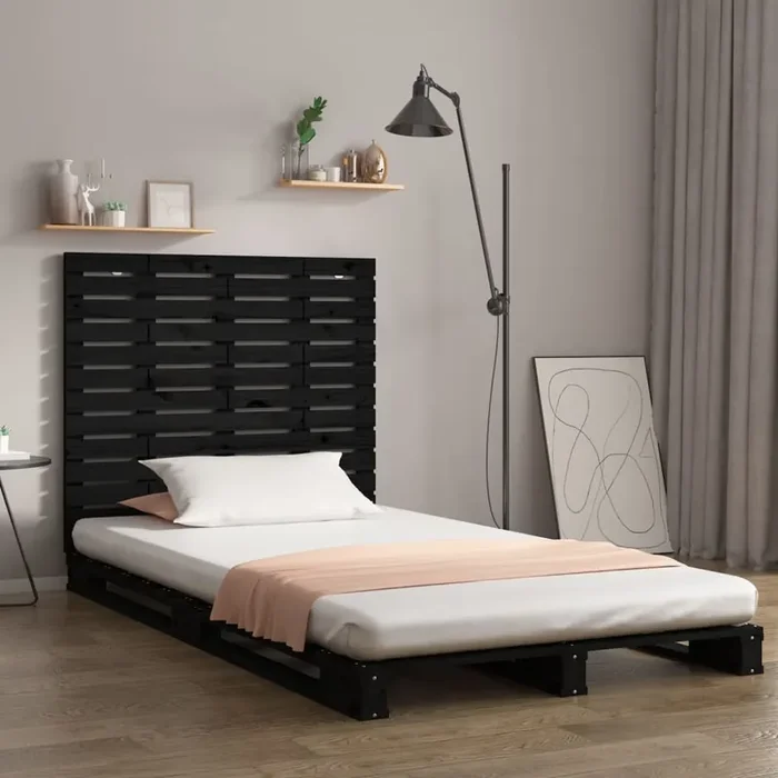 vidaXL Wall Headboard Black 81x3x91.5 cm Solid Wood Pine