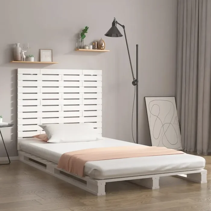vidaXL Wall Headboard White 126x3x91.5 cm Solid Wood Pine
