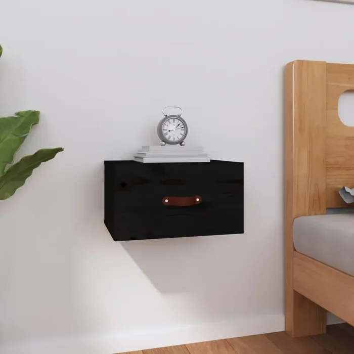 vidaXL Wall-mounted Bedside Cabinet Black 40×29.5×22 cm