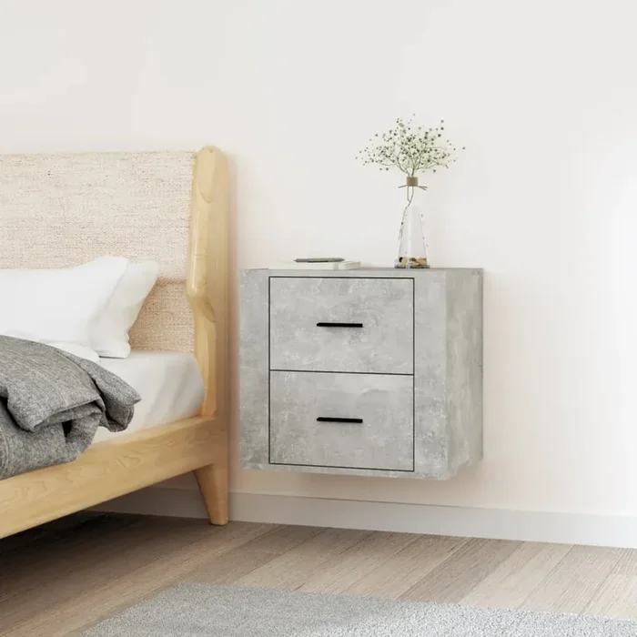 vidaXL Wall-mounted Bedside Cabinet Concrete Grey 50x36x47 cm