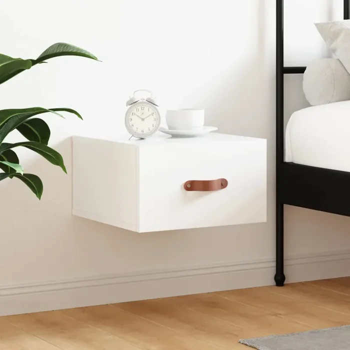 vidaXL Wall-mounted Bedside Cabinet High Gloss White 35x35x20 cm