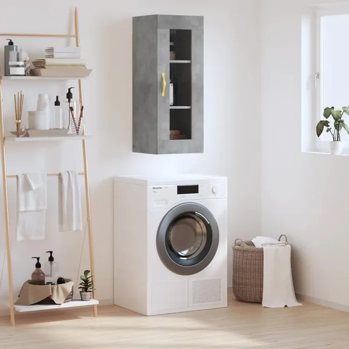 vidaXL Wall Mounted Cabinet Concrete Grey 34.5x34x90 cm