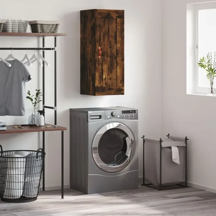 vidaXL Wall Mounted Cabinet Smoked Oak 34.5x34x90 cm Engineered Wood