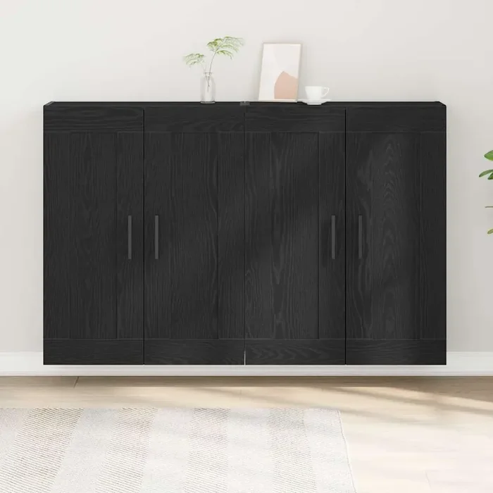 vidaXL Wall Mounted Cabinets 2 pcs Black Oak Engineered Wood