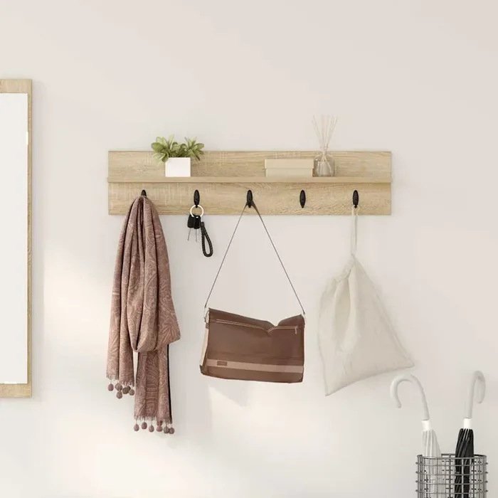 vidaXL Wall-Mounted Coat Rack with Shelf Sonoma oak 80 x 10.5 x 18 cm