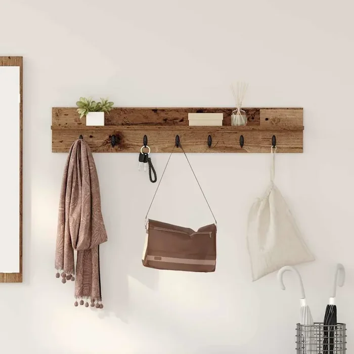 vidaXL Wall-Mounted Coat Rack with Shelf Wall-mounted Old wood 100 x 10.5 x 18 cm