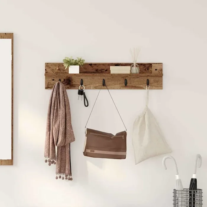 vidaXL Wall-Mounted Coat Rack with Shelf Wall-mounted Old wood 80 x 10.5 x 18 cm