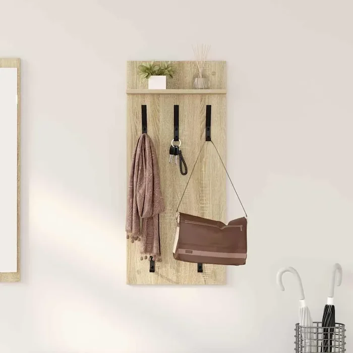 vidaXL Wall-Mounted Coat Rack with Shelf Wall-mounted Sonoma oak 90 x 40 x 12 cm