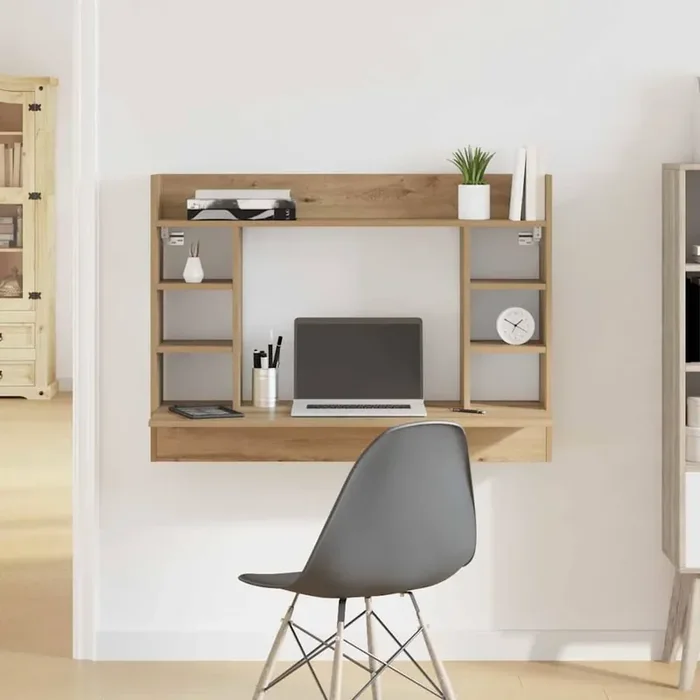 vidaXL Wall-Mounted Desk Artisan Oak 105x48x75 cm Engineered Wood