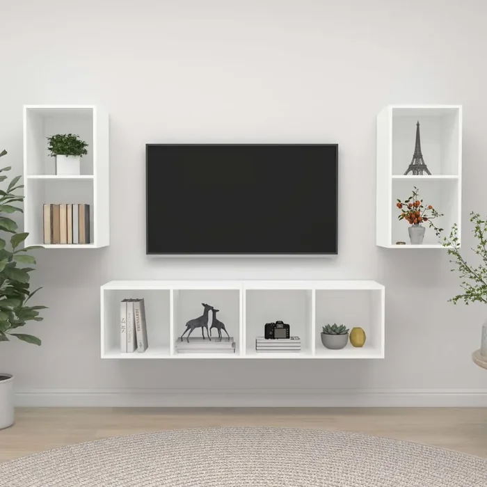 vidaXL Wall-mounted TV Cabinets 4 pcs White Engineered Wood