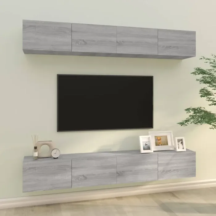 vidaXL Wall TV Cabinets 4 pcs Grey Sonoma 100x30x30 cm