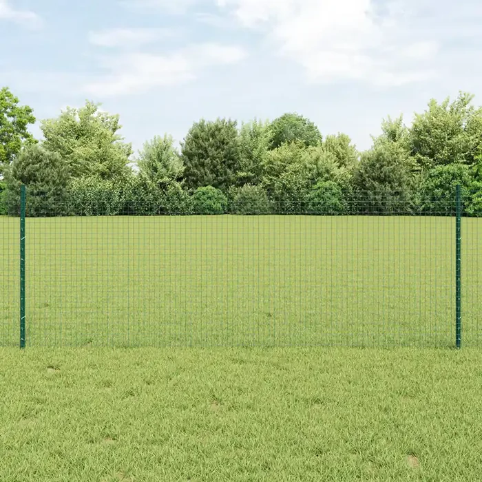 vidaXL Welded Wire Fence with 11 U Posts Green 0.8×25 m Steel