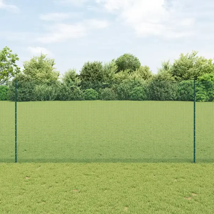vidaXL Welded Wire Fence with 11 U Posts Green 1.4×25 m Steel