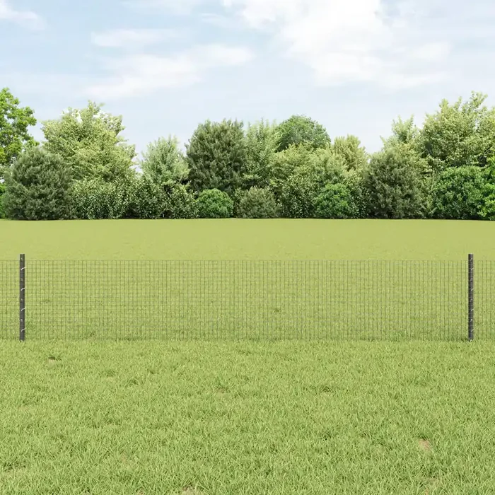 vidaXL Welded Wire Fence with 11 U Posts Grey 0.4×25 m Steel