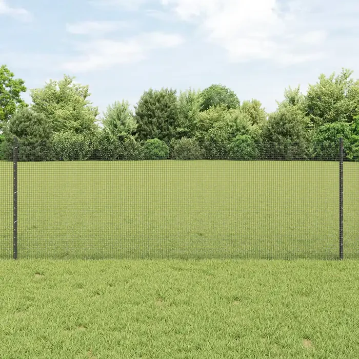 vidaXL Welded Wire Fence with 11 U Posts Grey 0.8×25 m Steel